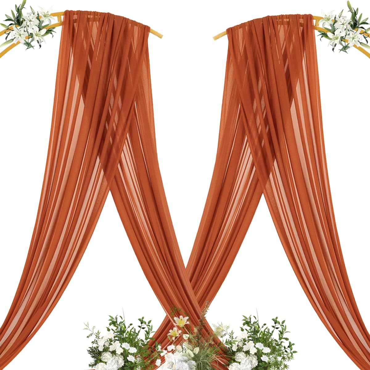 Yellow Wedding Arch Draping Fabric 1 Panel 29" x 20 FT Extra Long Gauze Drapes Sheer Backdrop Curtains 6.6 Yards Outdoor Drapery Panels for Wedding Baby Shower Party Ceiling Decoration