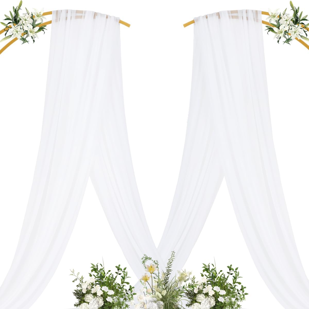 Yellow Wedding Arch Draping Fabric 1 Panel 29" x 20 FT Extra Long Gauze Drapes Sheer Backdrop Curtains 6.6 Yards Outdoor Drapery Panels for Wedding Baby Shower Party Ceiling Decoration