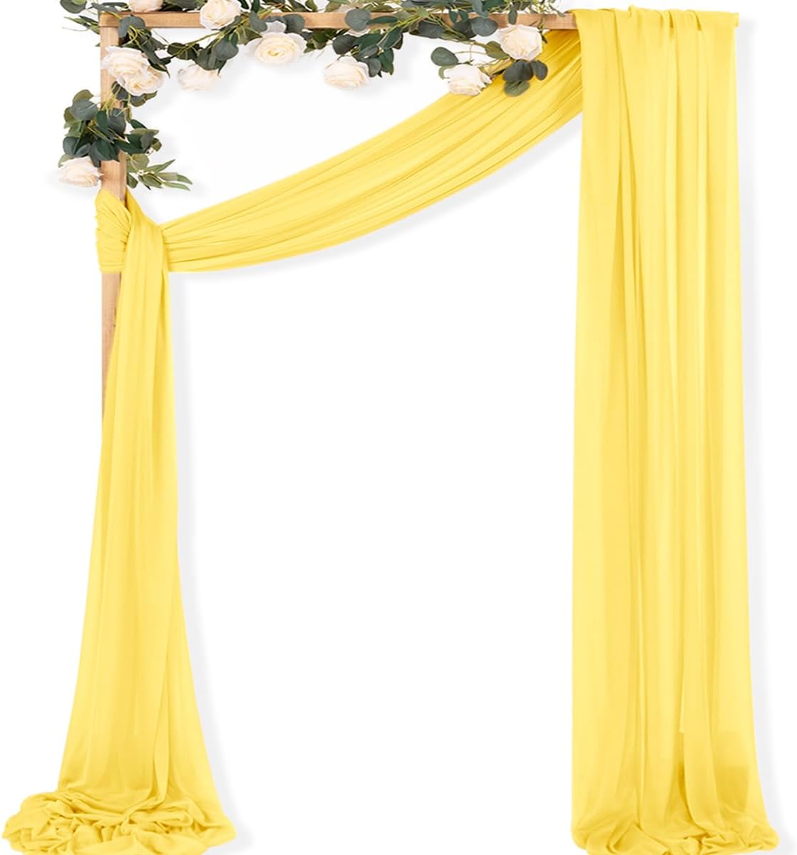 Yellow Wedding Arch Draping Fabric 1 Panel 29" x 20 FT Extra Long Gauze Drapes Sheer Backdrop Curtains 6.6 Yards Outdoor Drapery Panels for Wedding Baby Shower Party Ceiling Decoration