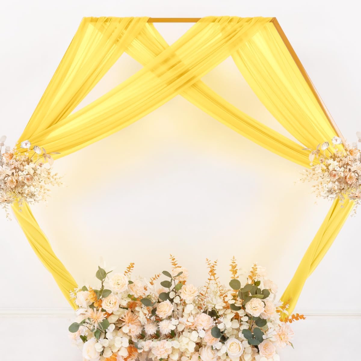 Yellow Wedding Arch Draping Fabric 1 Panel 29" x 20 FT Extra Long Gauze Drapes Sheer Backdrop Curtains 6.6 Yards Outdoor Drapery Panels for Wedding Baby Shower Party Ceiling Decoration