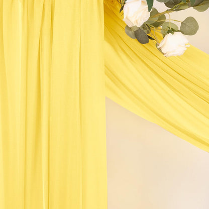 Yellow Wedding Arch Draping Fabric 1 Panel 29" x 20 FT Extra Long Gauze Drapes Sheer Backdrop Curtains 6.6 Yards Outdoor Drapery Panels for Wedding Baby Shower Party Ceiling Decoration