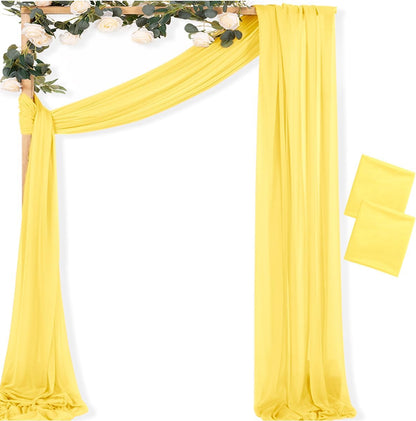 Yellow Wedding Arch Draping Fabric 1 Panel 29" x 20 FT Extra Long Gauze Drapes Sheer Backdrop Curtains 6.6 Yards Outdoor Drapery Panels for Wedding Baby Shower Party Ceiling Decoration