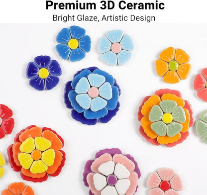 6Piece Flower Ceramic Mosaic Tile Set Floral Ceramic Mosaic Tiles for DIY Crafts Garden Decor Pottery Coasters and Artistic Projects Mosaic Tiles for Crafts — Yellow