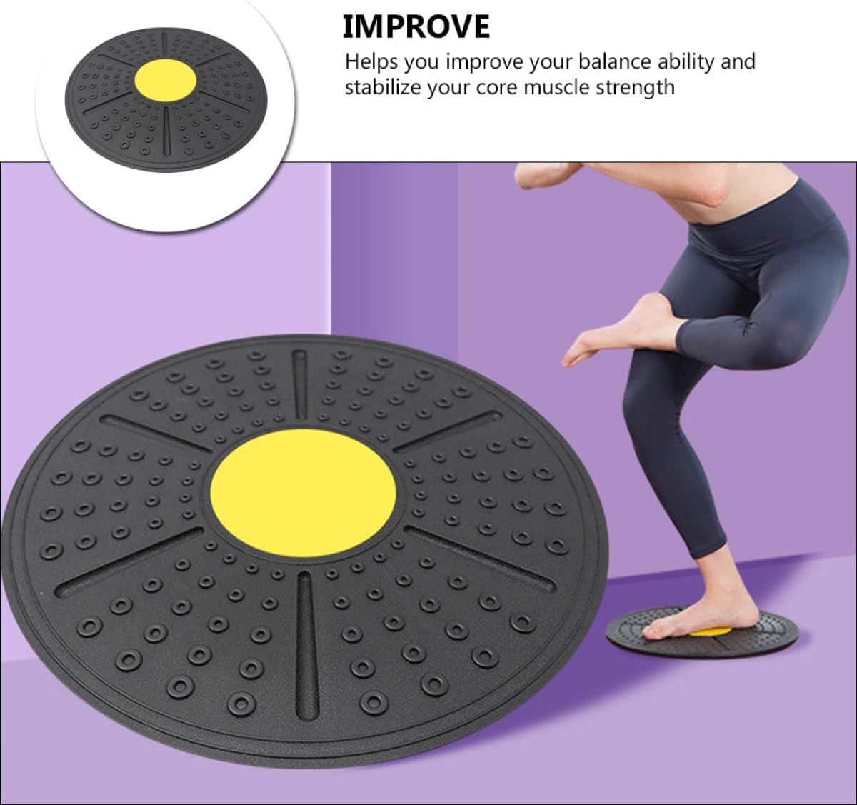 Balance Training Board for Sensory Rehabilitation, Household Equilibrium Pedal Fitness Equipment, Yellow Balance Trainer for Core Stability and Exercise