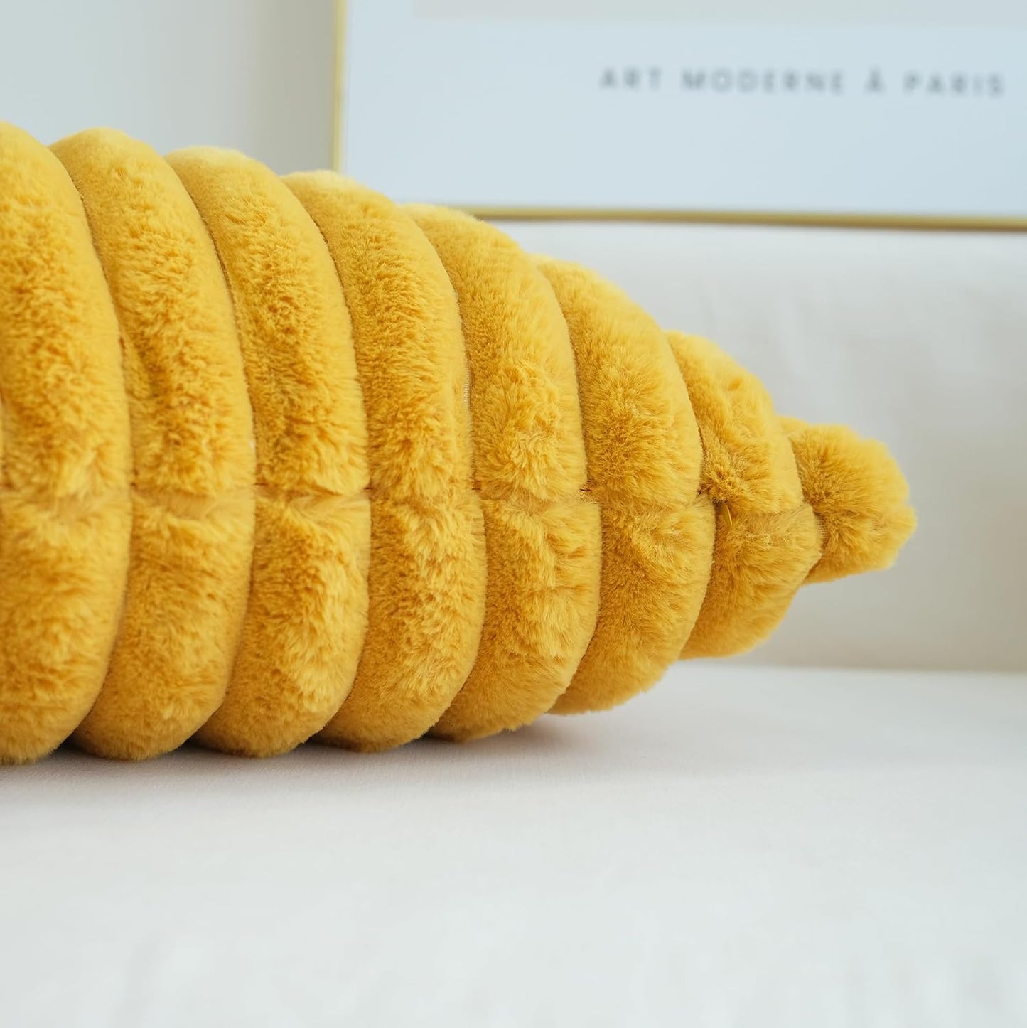 Faux Fur Plush Throw Pillow Covers, Mustard Yellow, 22 x 22-Inch | Pack of 2, Couch Cushion Case, Soft Pillowcases, Decorative