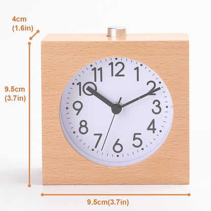 Wooden Alarm Clock Silent Battery Operated with Night Light Snooze | Non-Ticking Wood Body for Heavy Sleepers Bedroom Bedside Yellow