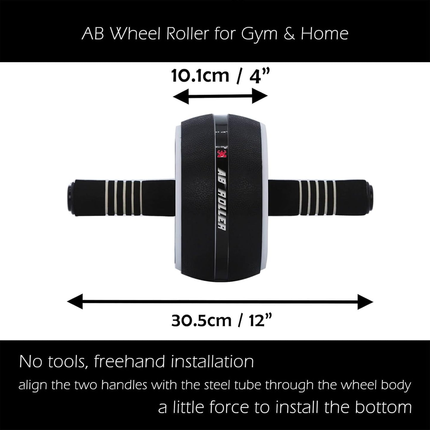 AB Wheel Roller, Exercise Abdominal Wheel Fitness for Gym & Home, Work-out Strength-Training Equipment with Knee Pad