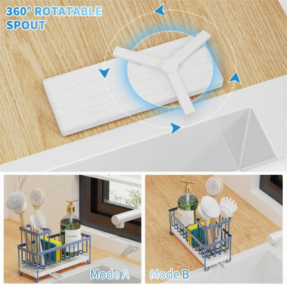 Cisily Sponge Holder for Kitchen Sink, Sink Caddy Organizer with High Brush Holder, Kitchen Countertop Organizers and Storage Essentials, Rustproof 304 Stainless Steel (Yellow, 9.25″)