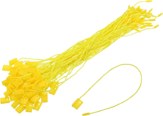 140Pcs Nylon Hang Tag String 6.7Inch Snap Lock Pins Loop Price Tag Fastener Plastic Tags Ties Tag Tags for Clothes String Tags Tags with String Yellow