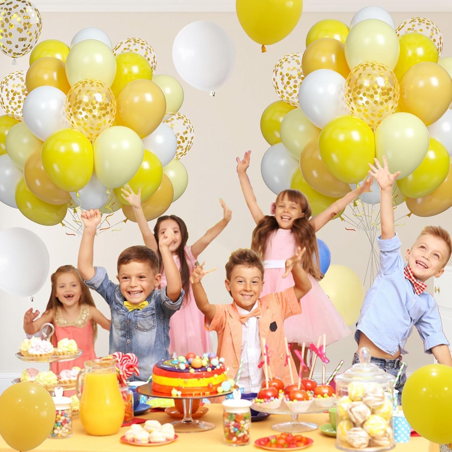 60Pcs Yellow White Balloons, 12 Inch Pastel Yellow and White Latex Party Balloon for Sunflower Honeybee Theme Birthday Baby Shower Lemon Wedding Party Decor