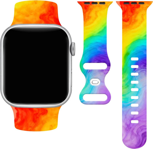 Marble Watch Band Compatible with Apple Watch, Soft Silicone Strap Adjustable Replacement for Iwatch Bands All Series