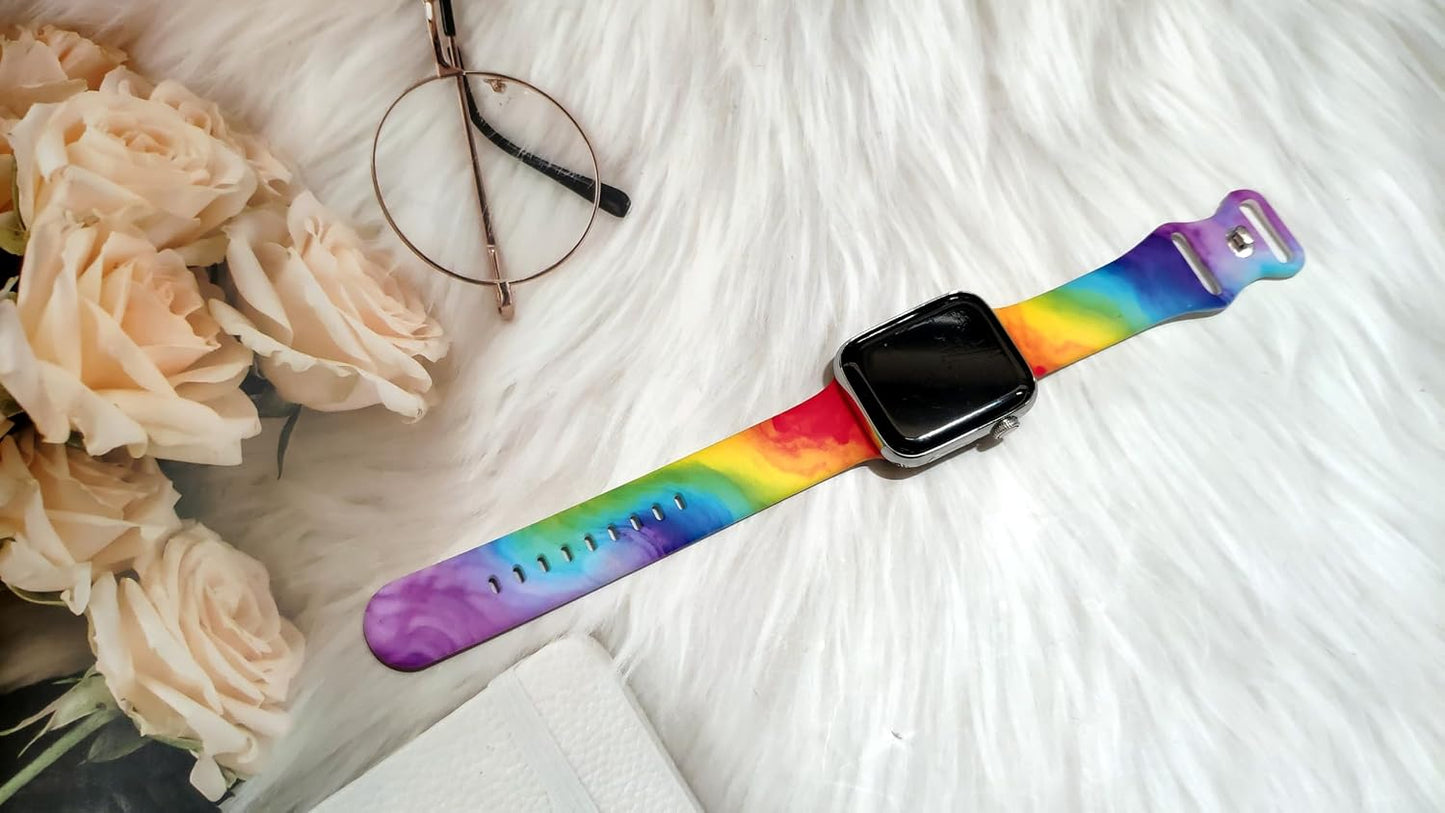 Marble Watch Band Compatible with Apple Watch, Soft Silicone Strap Adjustable Replacement for Iwatch Bands All Series