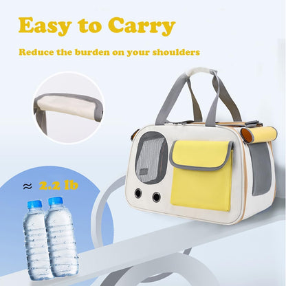 Cat Carrier, Dog Carrier, Pet Carrier for Large and Medium Cats to 15 Lbs, Soft-Sided Cat Carrier for Dog and Puppy, Pet Collapsible Travel Carriers for Small Cat Kitten (Yellow)