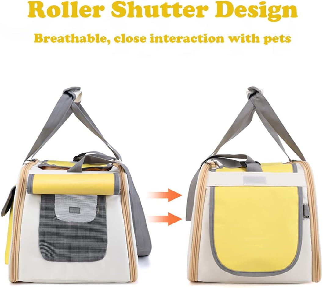 Cat Carrier, Dog Carrier, Pet Carrier for Large and Medium Cats to 15 Lbs, Soft-Sided Cat Carrier for Dog and Puppy, Pet Collapsible Travel Carriers for Small Cat Kitten (Yellow)