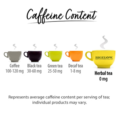 Tea Caffeine Free 6 Flavor Herbal Tea Variety Pack, Decaf Tea with Mint Medley, Cozy Chamomile, Orange and Spice, Sweet Dreams, Perfect Peach, and Lemon Ginger, (Pack of 6), 118 Total Tea Bags