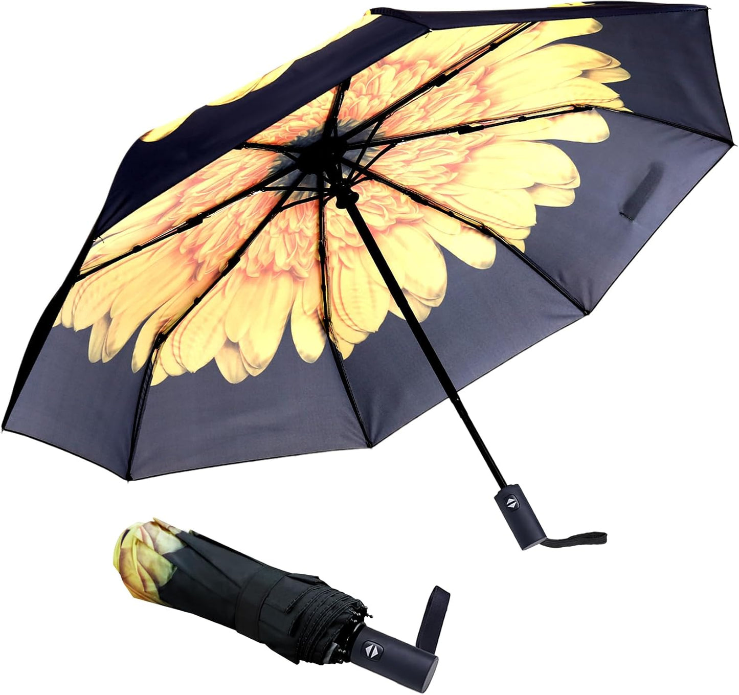 Travel Essentials Umbrella Windproof Compact Collapsible Light, Automatic, Strong and Portable, Wind Resistant Folding Small Umbrella for Rain