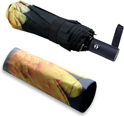 Travel Essentials Umbrella Windproof Compact Collapsible Light, Automatic, Strong and Portable, Wind Resistant Folding Small Umbrella for Rain