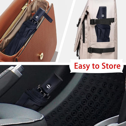 Travel Essentials Umbrella Windproof Compact Collapsible Light, Automatic, Strong and Portable, Wind Resistant Folding Small Umbrella for Rain