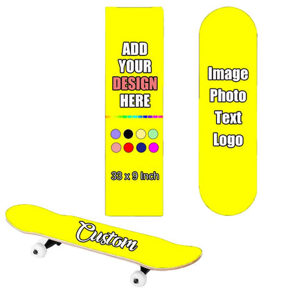 Personalized Skateboard Grip Tape, Custom Waterproof Scooter Stickers Non-Slip Shockproof Matte Grips Add Your Photo Logo Text, Yellow