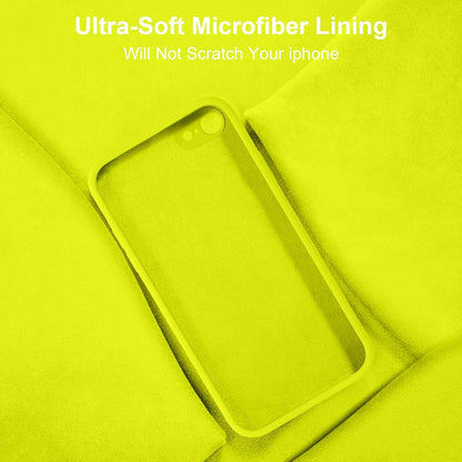 for iPhone SE Case 2022/3rd/2020,iPhone 8/7 Case, Upgraded Liquid Silicone with [Flat Edges] [Camera Protection] [Soft Anti-Scratch Microfiber Lining] Phone Case for iPhone SE - Neon Lemon