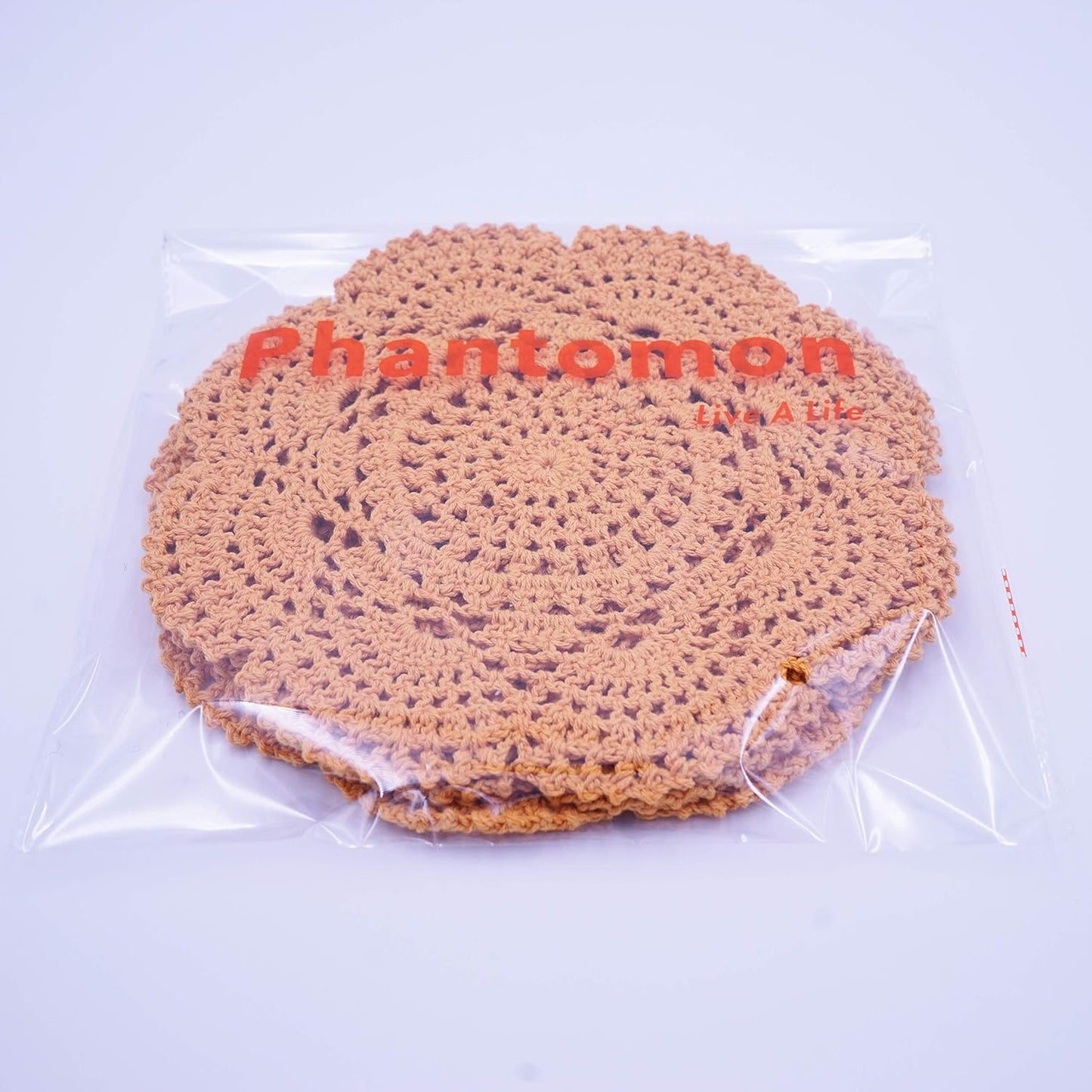 8 Inch Doilies Crochet Round Lace Doily Handmade Placemats 100% Cotton Crocheted Coasters, Pack of 4 (Yellow)
