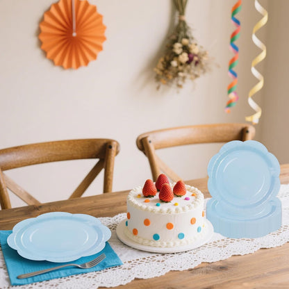 50 Pack Yellow Paper Plates 7 Inch, Disposable Scalloped Plates Cake Dessert Plate for Summer Dinner Baby Shower Wedding Bridal Shower Birthday Party Supplies (Yellow, 7 inch)