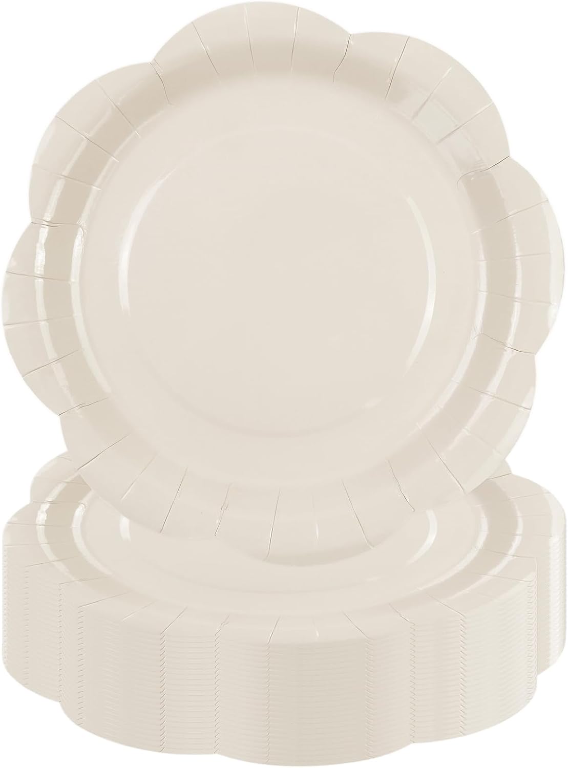 50 Pack Yellow Paper Plates 7 Inch, Disposable Scalloped Plates Cake Dessert Plate for Summer Dinner Baby Shower Wedding Bridal Shower Birthday Party Supplies (Yellow, 7 inch)
