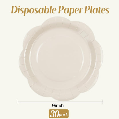 50 Pack Yellow Paper Plates 7 Inch, Disposable Scalloped Plates Cake Dessert Plate for Summer Dinner Baby Shower Wedding Bridal Shower Birthday Party Supplies (Yellow, 7 inch)