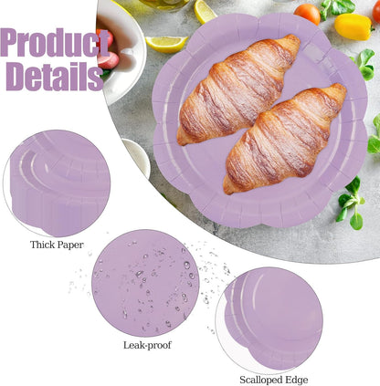 50 Pack Yellow Paper Plates 7 Inch, Disposable Scalloped Plates Cake Dessert Plate for Summer Dinner Baby Shower Wedding Bridal Shower Birthday Party Supplies (Yellow, 7 inch)