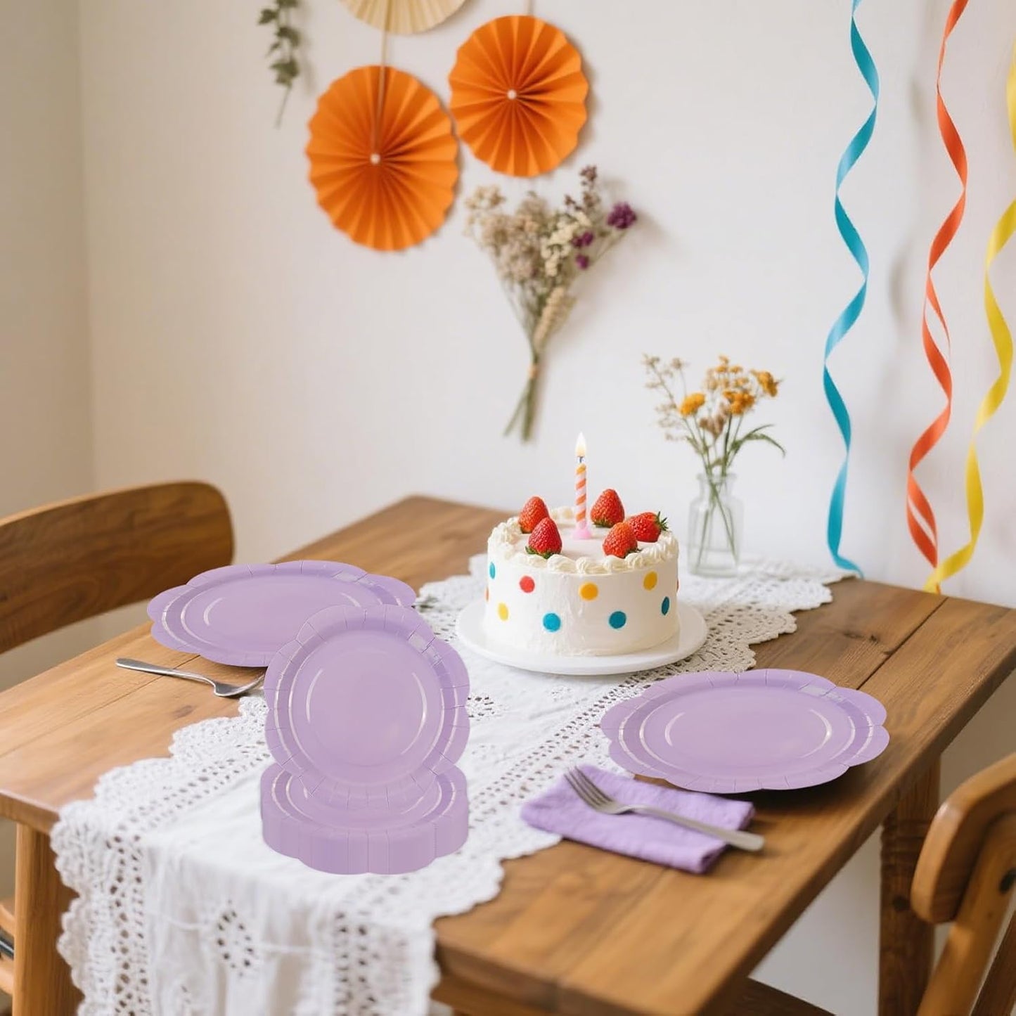 50 Pack Yellow Paper Plates 7 Inch, Disposable Scalloped Plates Cake Dessert Plate for Summer Dinner Baby Shower Wedding Bridal Shower Birthday Party Supplies (Yellow, 7 inch)