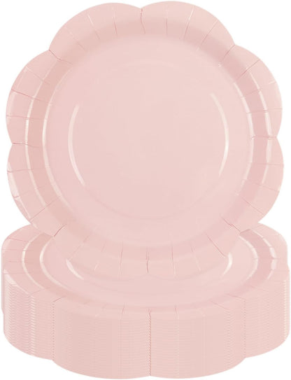 50 Pack Yellow Paper Plates 7 Inch, Disposable Scalloped Plates Cake Dessert Plate for Summer Dinner Baby Shower Wedding Bridal Shower Birthday Party Supplies (Yellow, 7 inch)