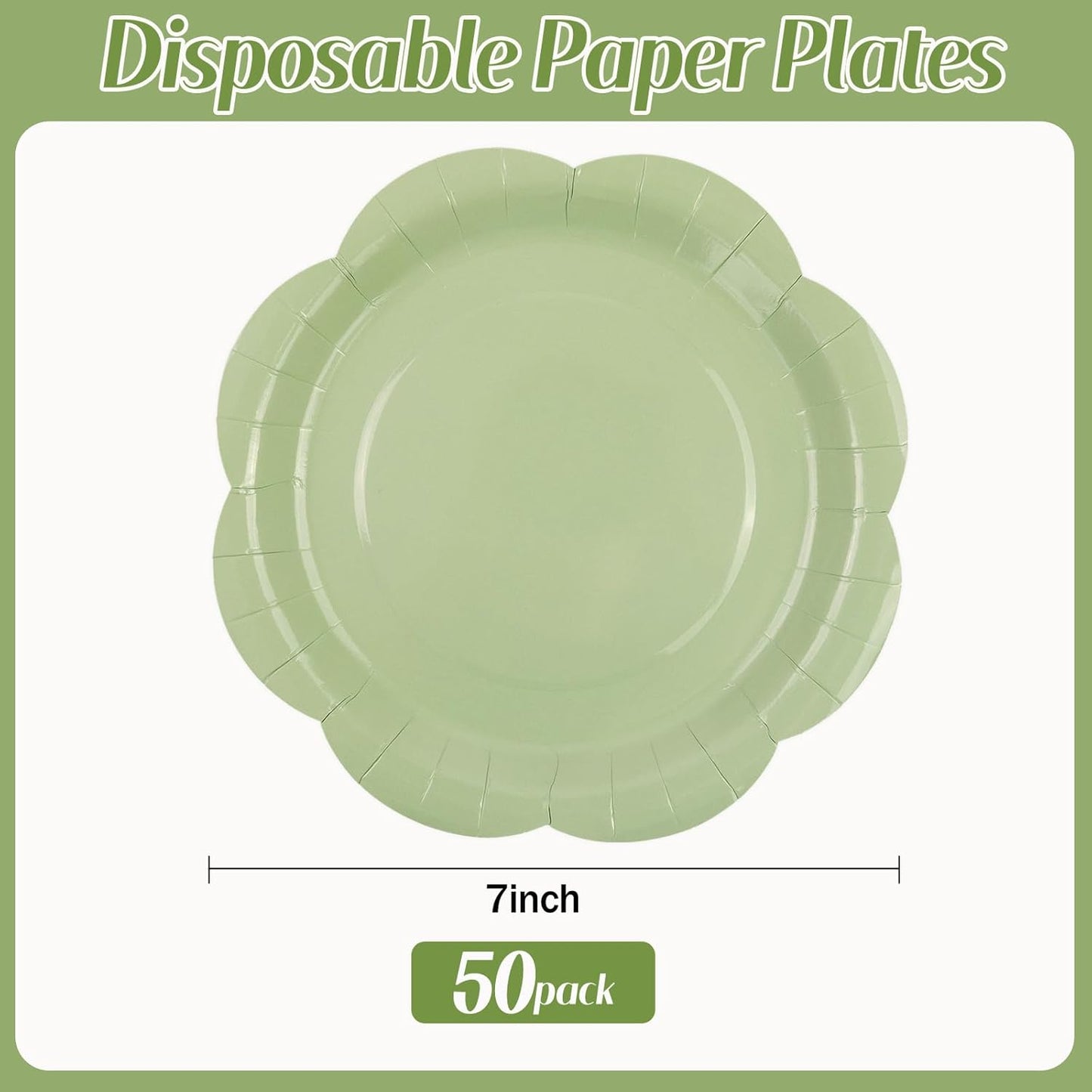 50 Pack Yellow Paper Plates 7 Inch, Disposable Scalloped Plates Cake Dessert Plate for Summer Dinner Baby Shower Wedding Bridal Shower Birthday Party Supplies (Yellow, 7 inch)