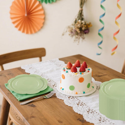 50 Pack Yellow Paper Plates 7 Inch, Disposable Scalloped Plates Cake Dessert Plate for Summer Dinner Baby Shower Wedding Bridal Shower Birthday Party Supplies (Yellow, 7 inch)