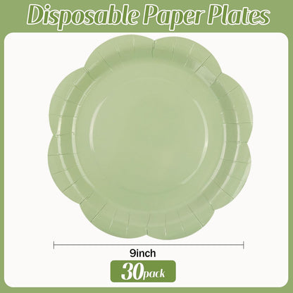50 Pack Yellow Paper Plates 7 Inch, Disposable Scalloped Plates Cake Dessert Plate for Summer Dinner Baby Shower Wedding Bridal Shower Birthday Party Supplies (Yellow, 7 inch)