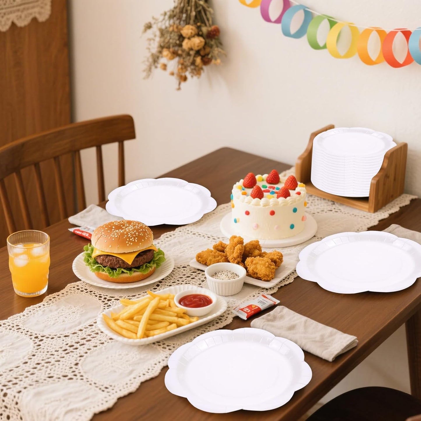 50 Pack Yellow Paper Plates 7 Inch, Disposable Scalloped Plates Cake Dessert Plate for Summer Dinner Baby Shower Wedding Bridal Shower Birthday Party Supplies (Yellow, 7 inch)
