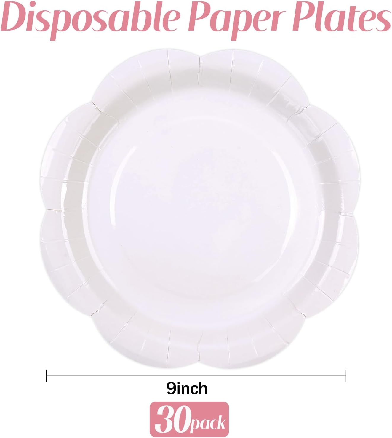 50 Pack Yellow Paper Plates 7 Inch, Disposable Scalloped Plates Cake Dessert Plate for Summer Dinner Baby Shower Wedding Bridal Shower Birthday Party Supplies (Yellow, 7 inch)