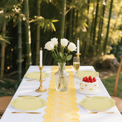 50 Pack Yellow Paper Plates 7 Inch, Disposable Scalloped Plates Cake Dessert Plate for Summer Dinner Baby Shower Wedding Bridal Shower Birthday Party Supplies (Yellow, 7 inch)
