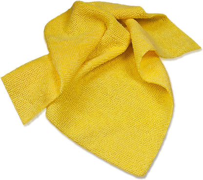 200GSM Microfiber Cleaning and Drying Cloths with Dispenser Box, Reusable, Streak-Free, Scratch-Free, Ultra Absorbent, Edgeless for All Surface Types, 12x12in, 50-Pack, Yellow
