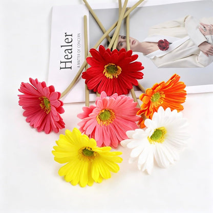 Gerber Daisy Artificial Flowers 10 Pcs, Real Touch Fake Daisies | Lifelike Silk Artificial Daisies Flowers for Outdoors DIY Vase Wedding Party Home Decor