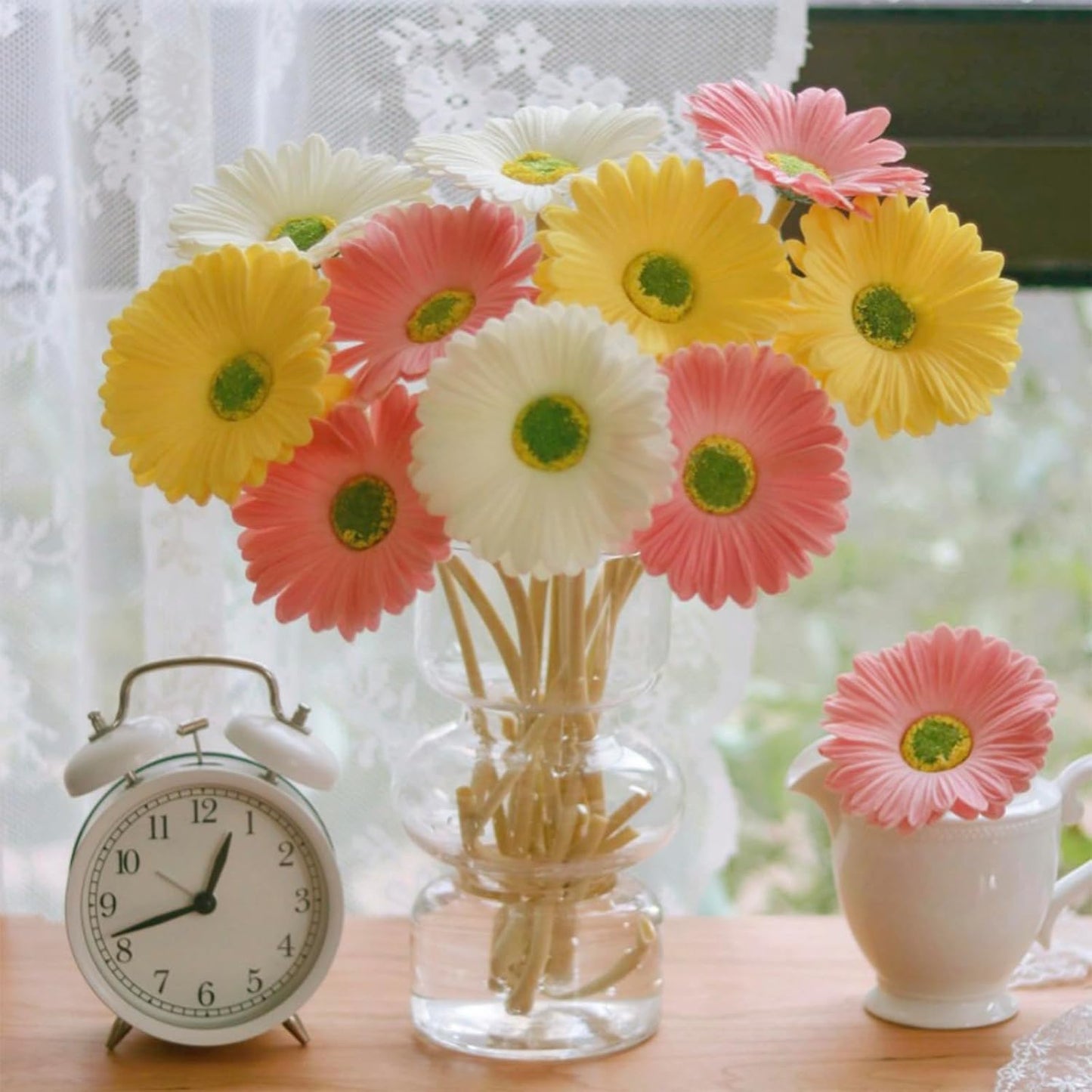 Gerber Daisy Artificial Flowers 10 Pcs, Real Touch Fake Daisies | Lifelike Silk Artificial Daisies Flowers for Outdoors DIY Vase Wedding Party Home Decor