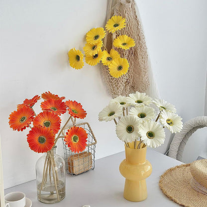 Gerber Daisy Artificial Flowers 10 Pcs, Real Touch Fake Daisies | Lifelike Silk Artificial Daisies Flowers for Outdoors DIY Vase Wedding Party Home Decor