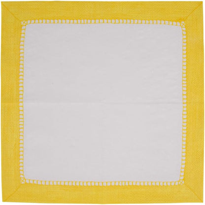 Linen Border Paper Party Cocktail Napkins in Yellow - 20 Per Package