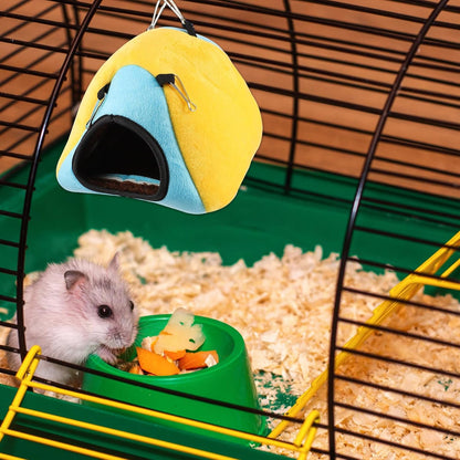 Small Animal Pet Warm Nest Bed for Hamsters Guinea Pigs Chinchillas with Soft Cotton Insulation Yellow Cozy Hideout for Winter Bedding