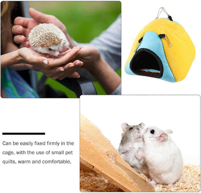 Small Animal Pet Warm Nest Bed for Hamsters Guinea Pigs Chinchillas with Soft Cotton Insulation Yellow Cozy Hideout for Winter Bedding