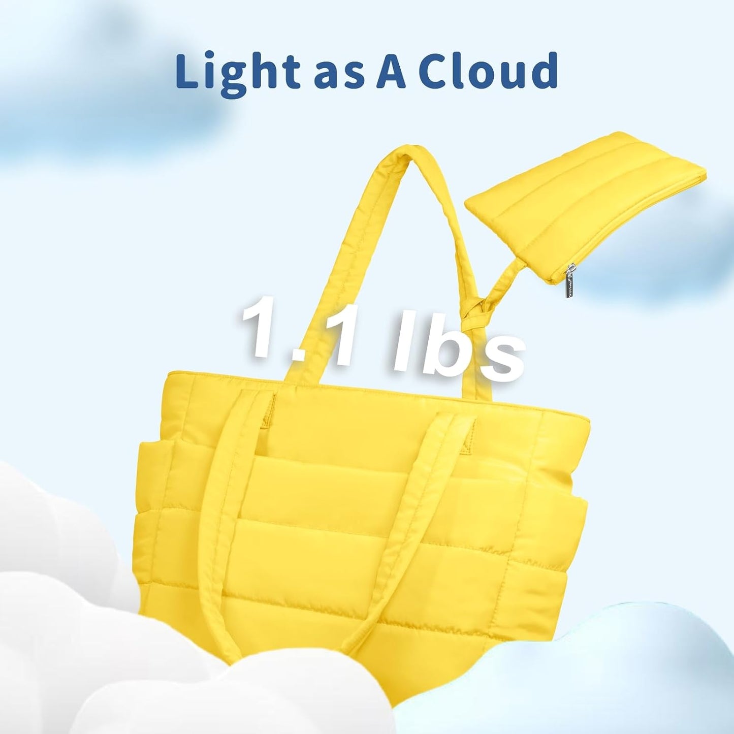 Puffer Tote Bag for Women, Lightweight Puffy Handbag with Compartments, Quilted Shoulder Bag for Work, Travel, Gym