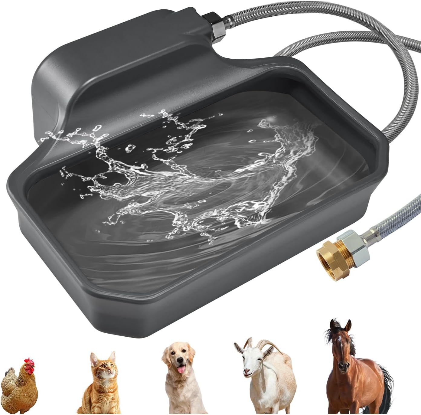 Auto Fill Dog Water Bowl, Outdoor 1Gal/3.75L Automatic Dispenser | Auto-refill float valve,no electricity.3.75L for dogs/cats&livestock.3/4"GHT hose connection.Food-grade HDPE,durable