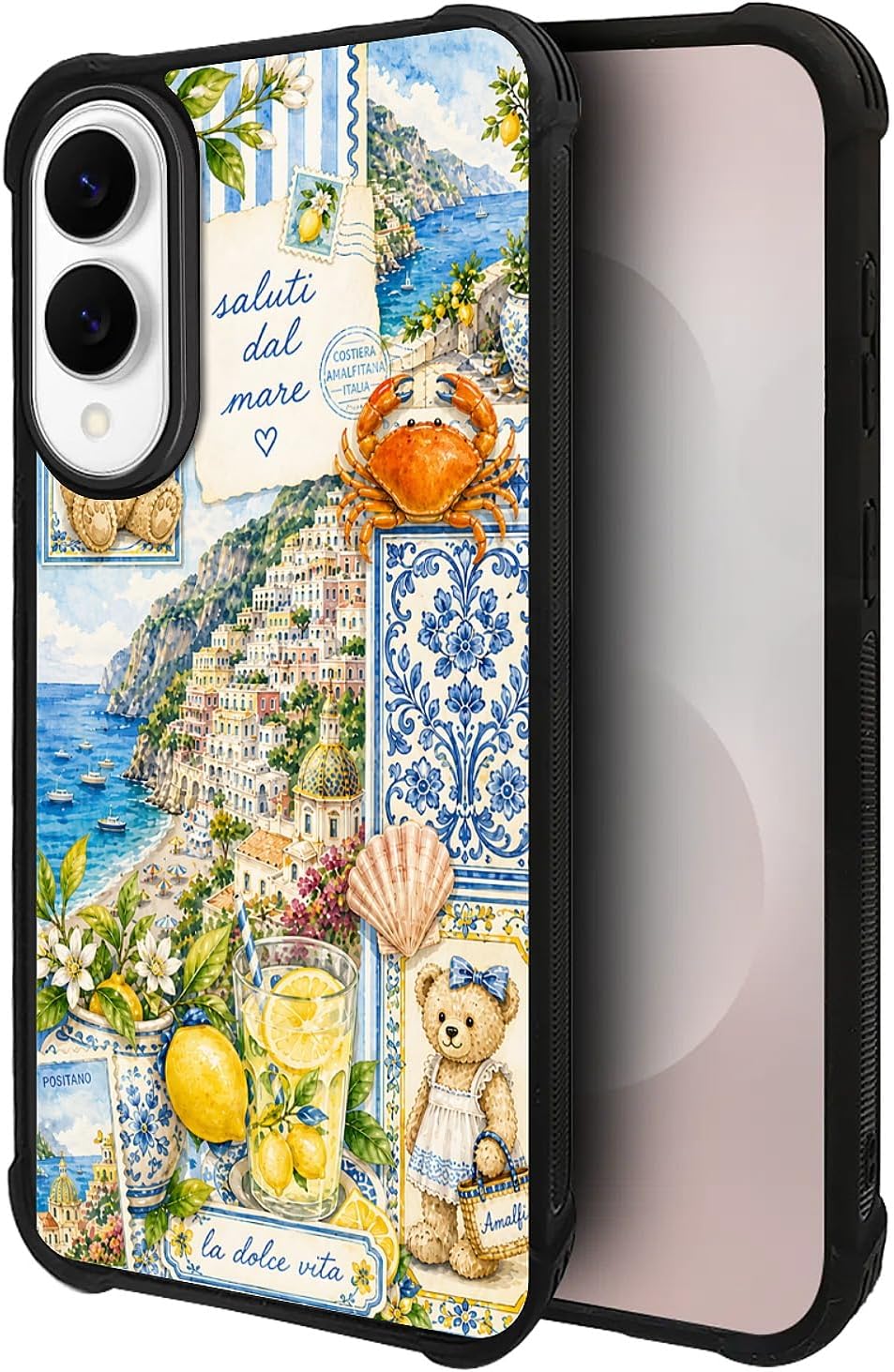 for Samsung Galaxy S25 Edge Case,Shock Absorption Non-Slip TPU with Corner Bumpers Phone Case,Talian Coastal Summer Lemon Aesthetic