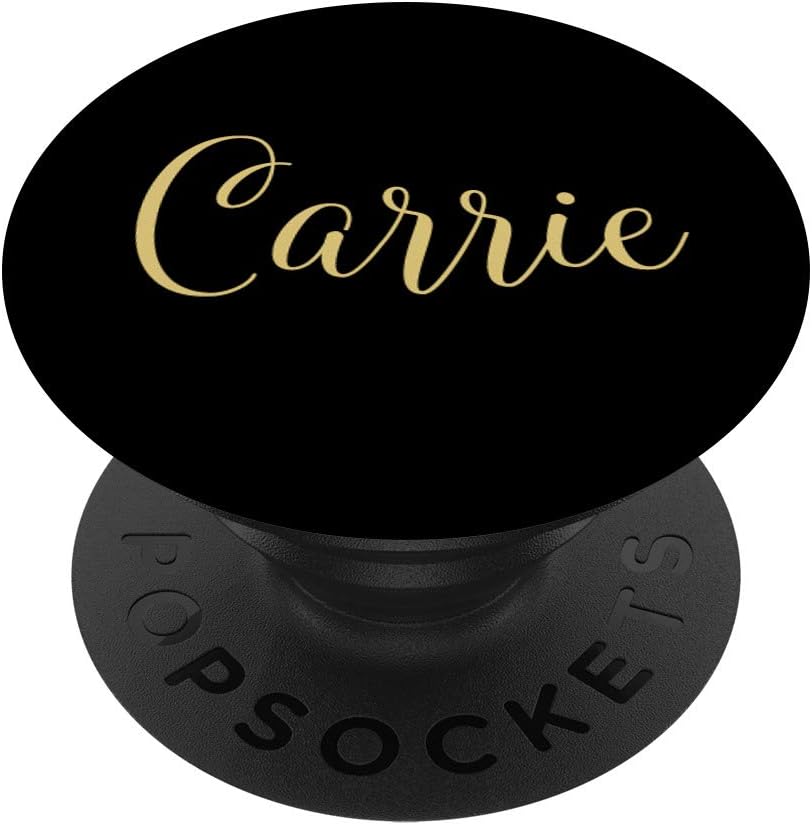 Carrie Personalized Yellow and Black Custom First Name PopSockets Grip and Stand for Phones and Tablets