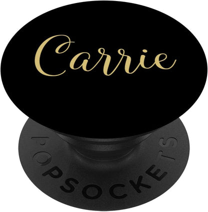 Carrie Personalized Yellow and Black Custom First Name PopSockets Grip and Stand for Phones and Tablets