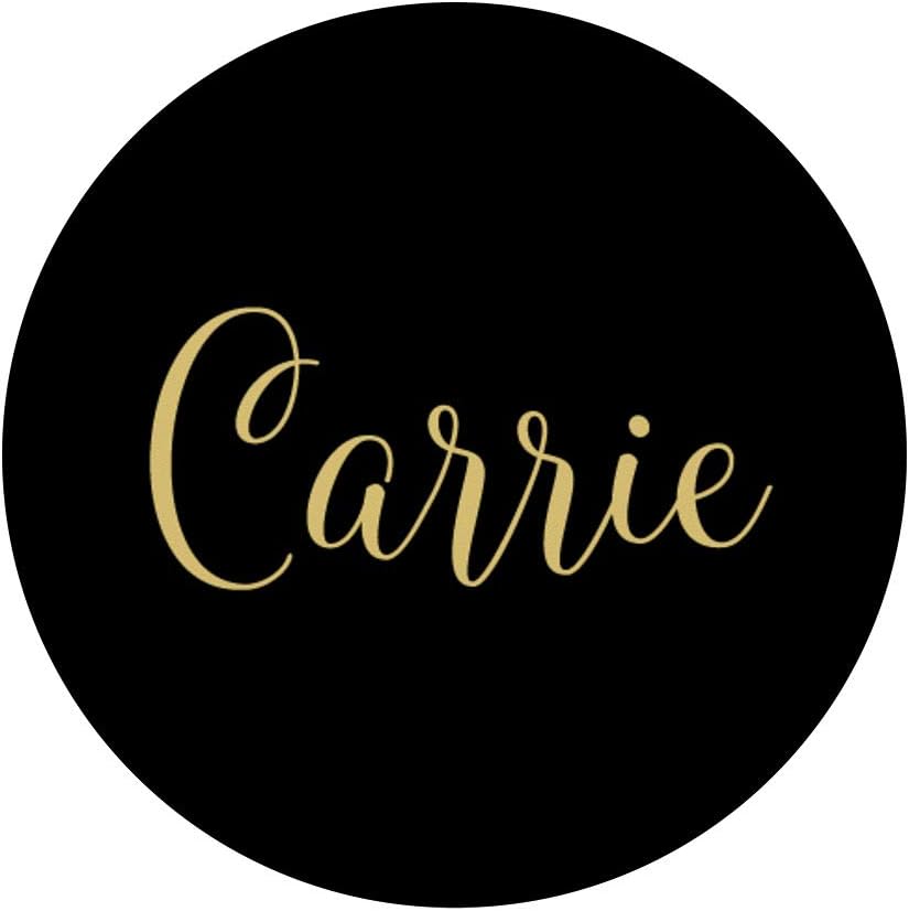 Carrie Personalized Yellow and Black Custom First Name PopSockets Grip and Stand for Phones and Tablets